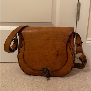 Vintage hard leather floral embossed purse